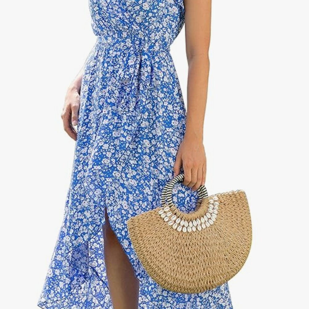 Worn Once! So Cute! Floral Blue Dress - Small